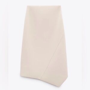 NWT Zara Cream Asymmetric Midi Skirt M